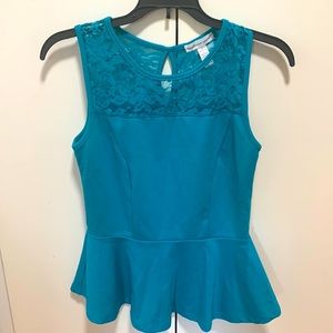 Casual lace blouse turquoise